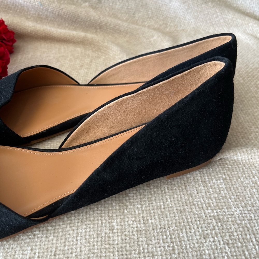J. Crew Factory Black Suede Flats Size 10 - Picture 6 of 9